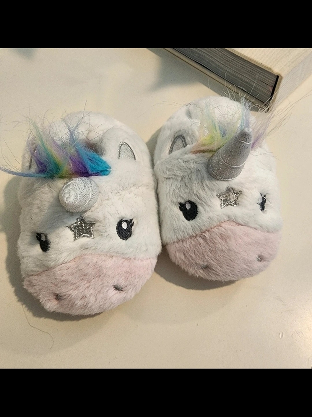 wonder nation White & Pink Unicorn Plush Kids Slippers